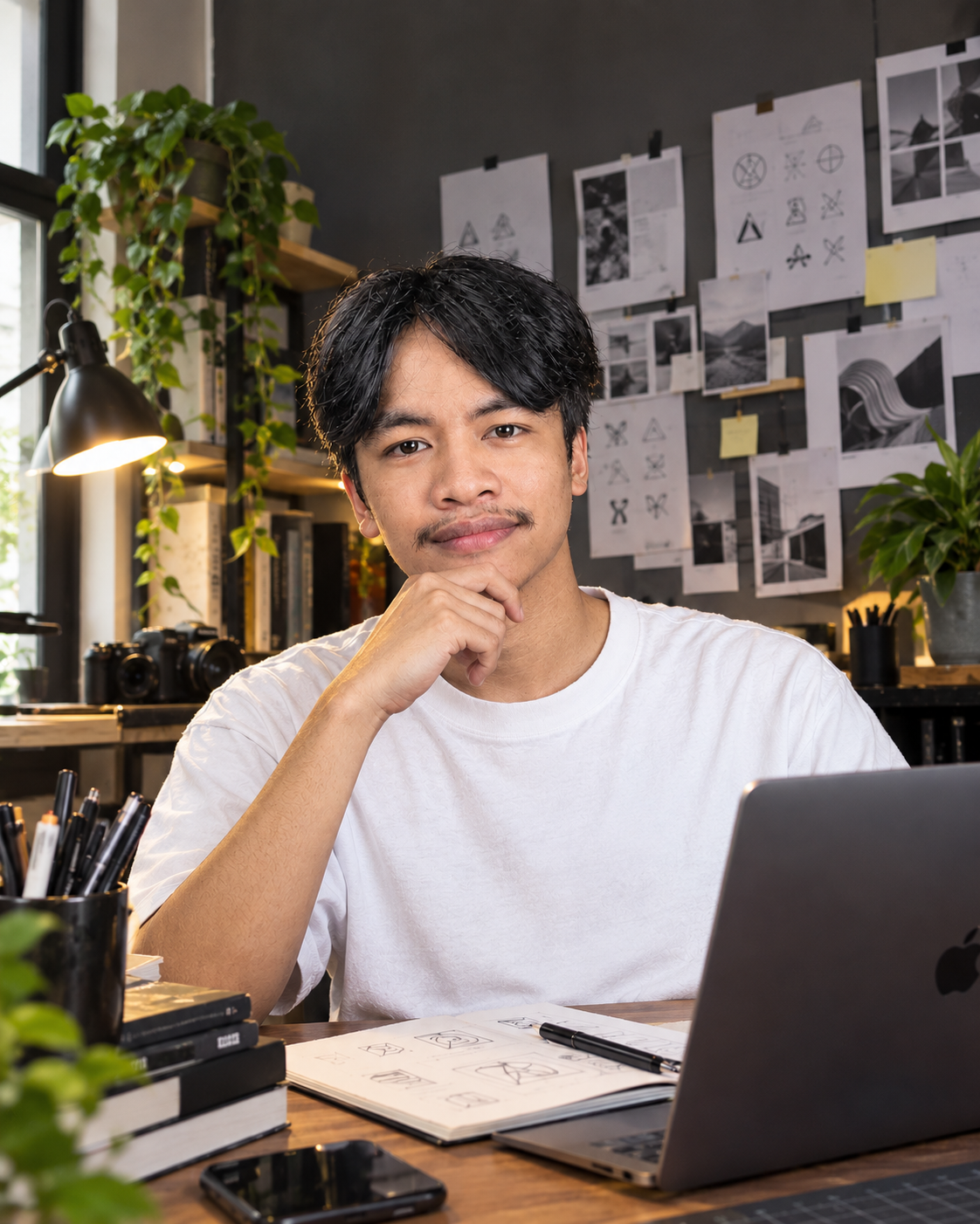 Fajar Septiawan di ruang kerja desainnya